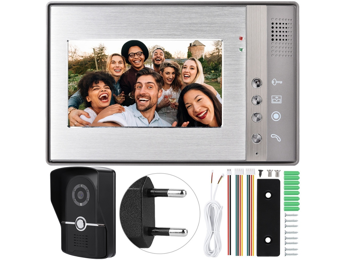 Campainha Interfone De Vídeo Com Fio De 7 Polegadas (com Câmera Infravermelha Ir E Tela Lcd De Alta Definição De 7 Polegadas)
