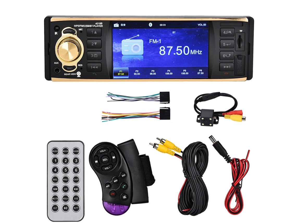 Rádio Automotivo com Controle no Volante e Câmera de Ré