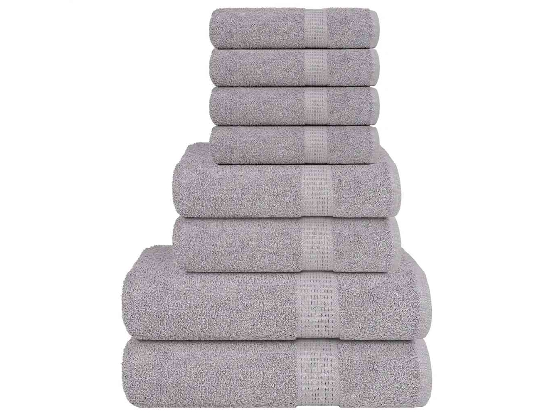 Vidaxl 8pcs Conjunto De Toalhas Frogn 360 G/m² Cinza