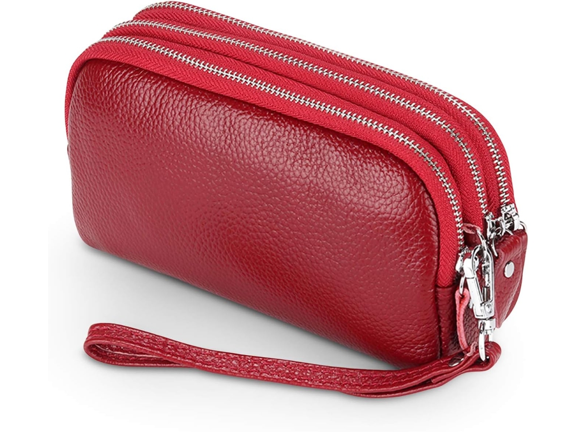 Carteira Longa Feminina Em Pele - Porta-moedas Elegante De Grande Capacidade - Vermelho
