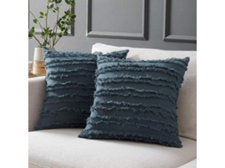 2026 funda de Almohada Cinza Azul de Algodão e Linho para Sofá Cama, 18x18 Polegadas, Pacote de 2, Sem Recheio