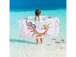 Toalha de Praia Unicórnio, 70 X 150 Cm, Rosa, em Poliéster, para Camping BRILVIBERA