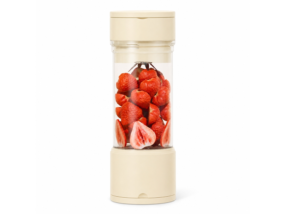 Liquidificador Portátil Recarregável Para Sumos E Triturar Gelo, 500 Ml, 7,4 V, Bege-claro