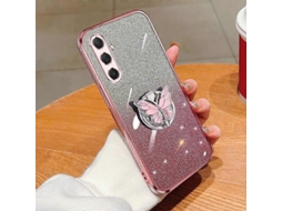 Capa De Celular Em Tpu Com Suporte Para Borboleta E Glitter Degradê Para Samsung Galaxy M14