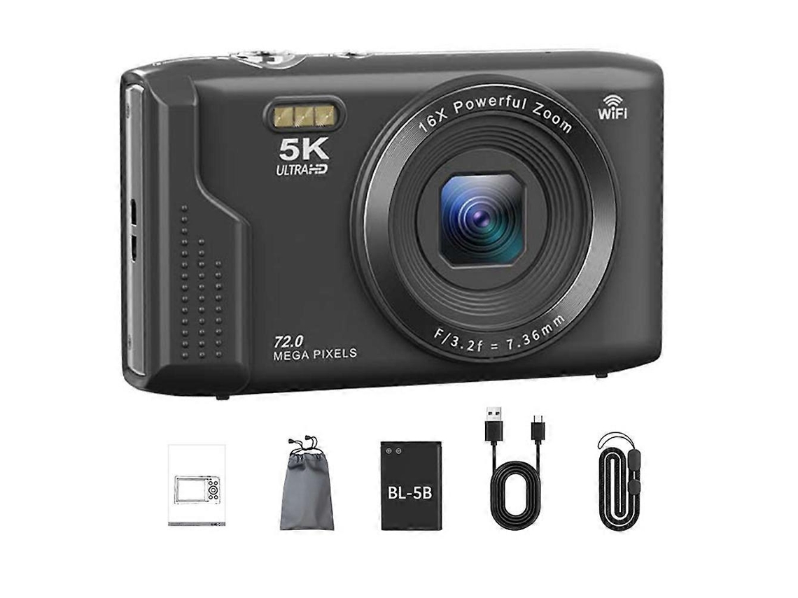 Câmara Digital 5k 72 Megapixels Ecrã 2,8 Polegadas Zoom 16x Preta