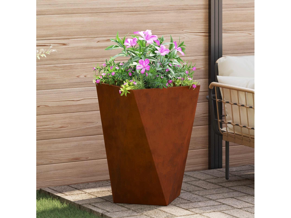 Vidaxl Floreira Ferro Enferrujado 50 X 50 X 75 Cm