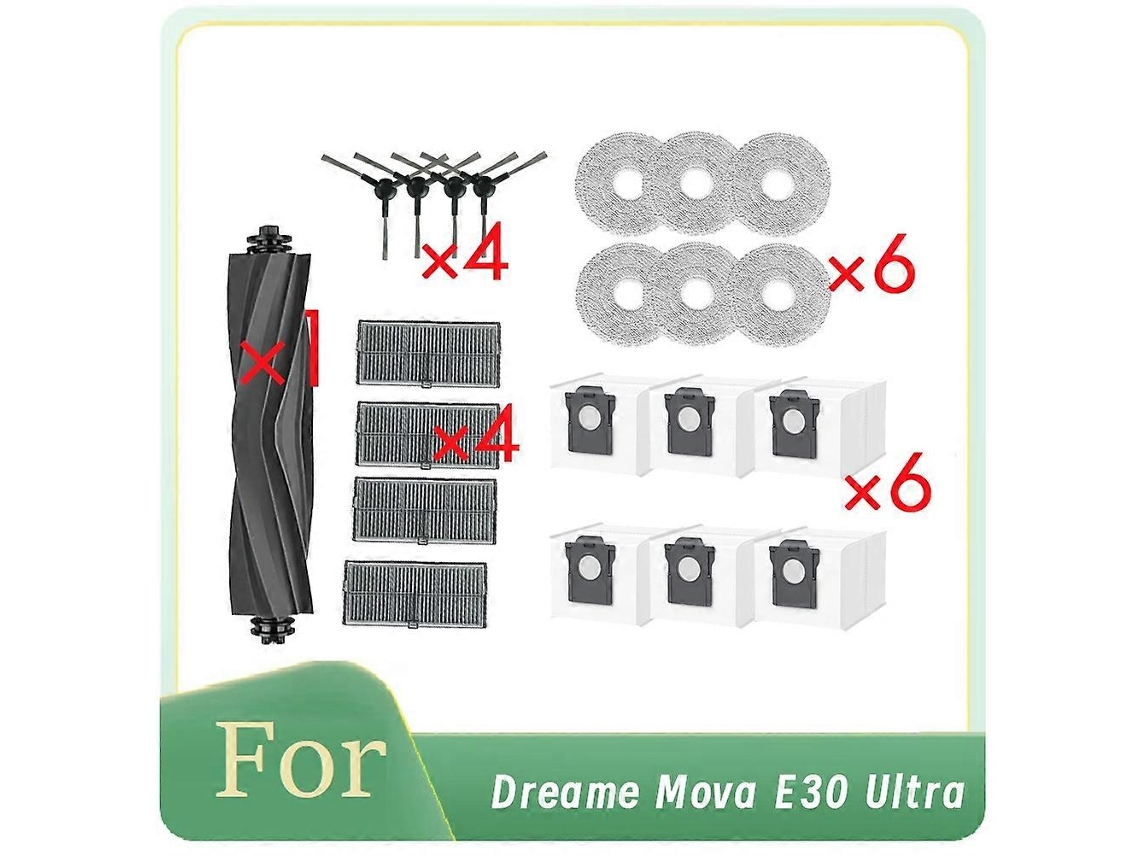 21 Pcs For E30 Ultra Roller Side Brush Hepa Filter Mop Pad Dust Bag Ultra Accessories