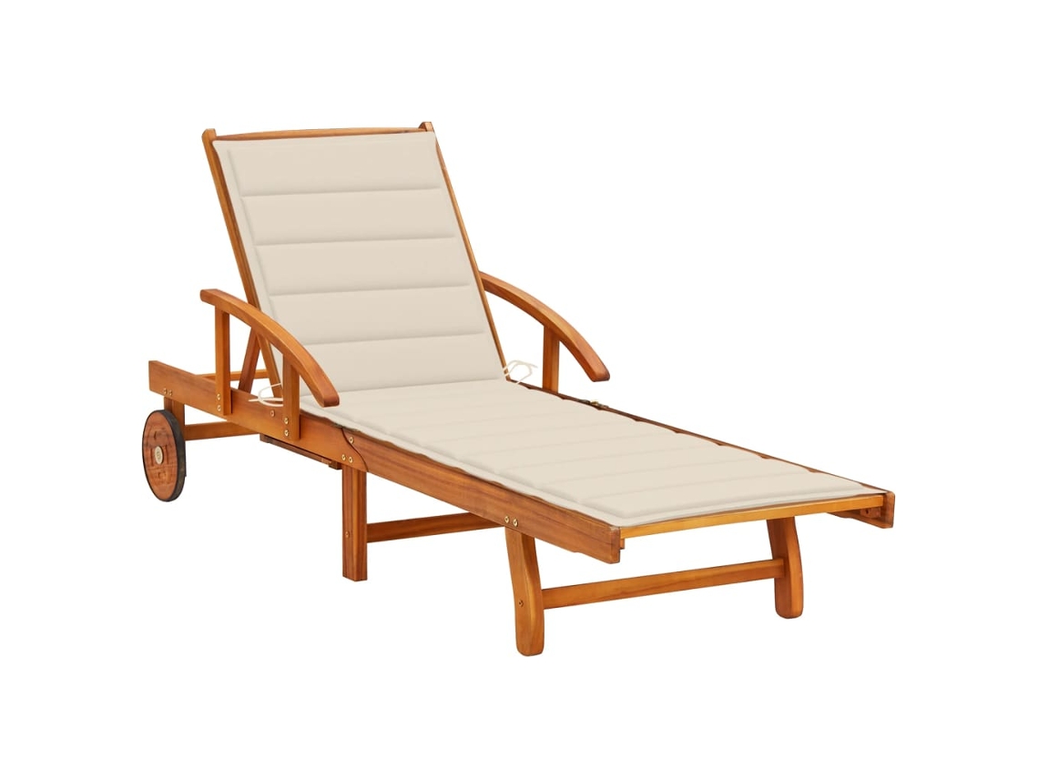 Sunlounger, Sunloungers Vidaxl Creme Madeira De Acácia (n/a)