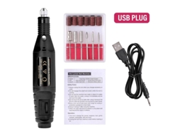 Máquina de Lixar Unhas Elétrica Profissional Kit Manicure Pedicure com 6 Pontas Usb