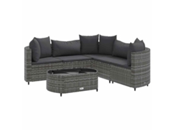 Conjunto de 6 Sofás de Jardim com Almofadões Vime Cinzento MAISON EXCLUSIVE (80x200 cm)