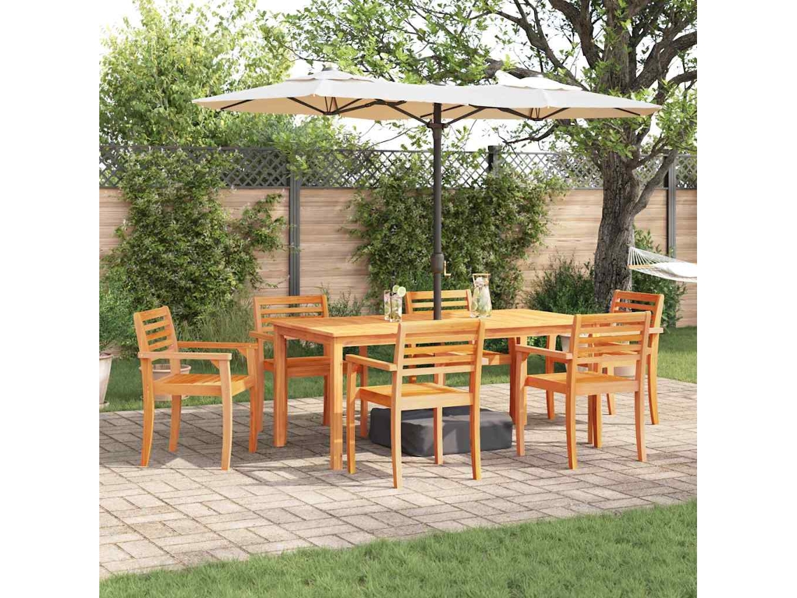 Vidaxl Conjunto De Jantar Para Jardim 7 Unid. Castanho