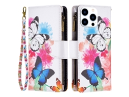 Capa Em Couro Pu Para Apple Iphone 16 Pro Max - Duas Borboletas