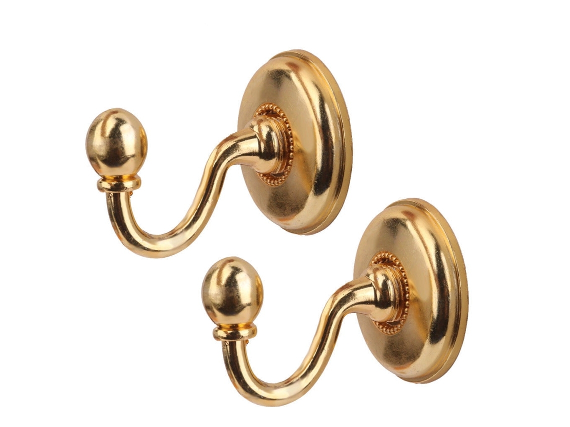 Toalleros Para Baño, De Aleación Dorada, 2 Ganchos Metálicos Para Sujetar Cortinas, Para Colgar En La Pared O En La Ventana.