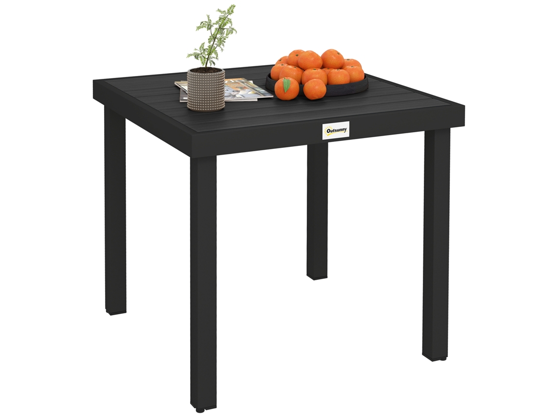 Mesa de Jardim/jantar com Efeito Madeira, 78x78 Cm, Preta CHEZMOI