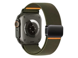 Bracelete para Apple Watch 44/45/46/49mm Nylon Elástico com Fecho Magnético Verde Militar XIAOMOYU