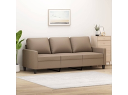 Vidaxl Sofá De 3 Lugares 180 Cm Couro Artificial Cor Cappuccino