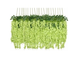 Flores Artificiais, Flores de Seda para Pendurar, Casa e Casamento e Festa AQUAFORGE (24 Peças, 110 Cm Cada Ramo, Verde)
