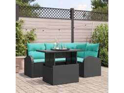 Vidaxl Conjunto De Sofá De Jardim 5 Pcs Preto Rattan Sintético