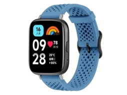 Bracelete para Redmi Watch 3 Active / Lite Silicone Respirável Fivela de Aço Preta Azul XIAOMOYU