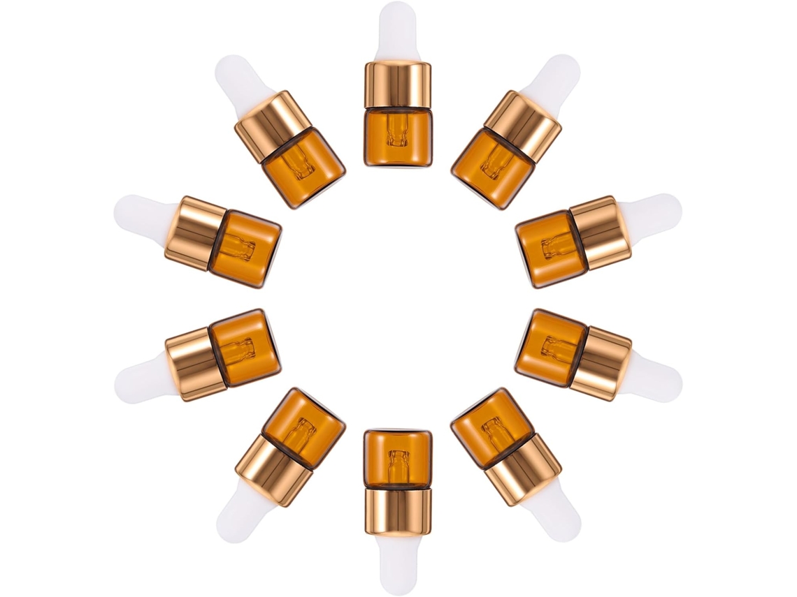 Frascos Conta-gotas Ciieeo Para Viagem, Pacote Com 30 Unidades, 1ml, Vidro Translúcido Laranja, Óleos Essenciais.