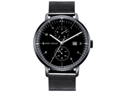 Relógio de pulso analógico de quartzo masculino Simple Mini Focus preto para negócios