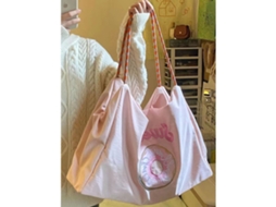 Bolsa Tote Feminina de Ombro, Bordada, Nylon, Casual, Grande Capacidade, Rosa S/MARCA