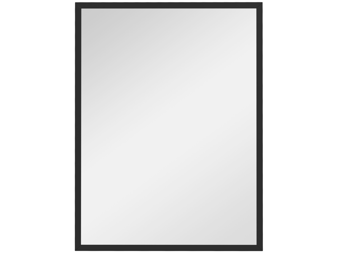 Espelho de Parede Retangular com Ganchos, Vidro e Espelho de Parede de Mdf, 60x80 Cm, Preto