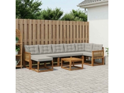 Vidaxl Conjunto De Sofás Para Exterior 8 Pcs Natural E Cinzento-claro