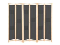 Vidaxl Divisória De Quarto Com 6 Painéis 240x170x4 Cm Tecido Cinzento