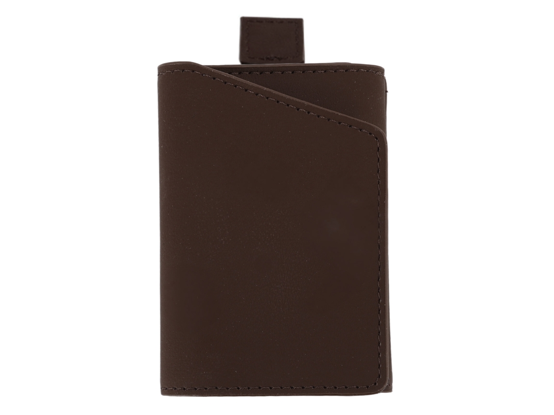 Carteira Minimalista de Couro Porta cartões Multifuncional Slim para Homens e Mulheres Marrom