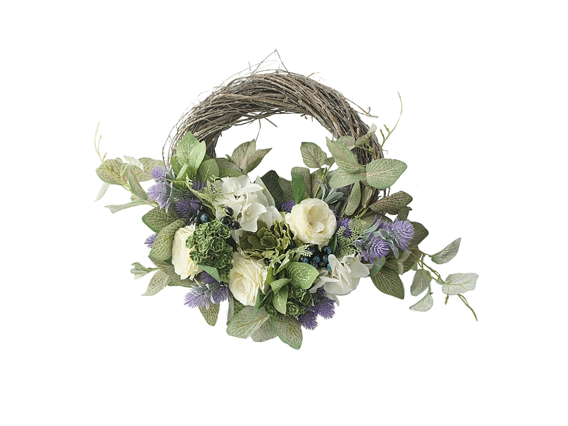 Laxiscreed Guirlanda De Eucalipto, Rosas De Chá E Lavanda Para Porta, Decoração Natural De Coroas