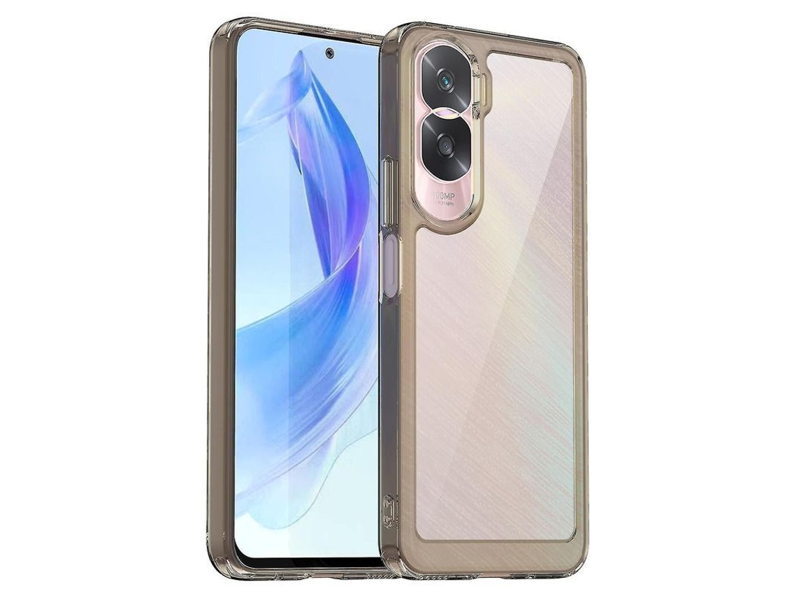 Yuru capa Transparente Cinza para Honor 90 Lite 5g/x50i com Tpu+acrílico, Anti choque e Proteção para Câmera