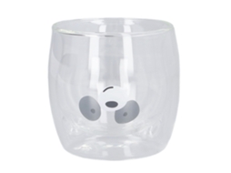 Caneca de Vidro Parede Dupla 250ml Ursinho Resistente Ao Calor
