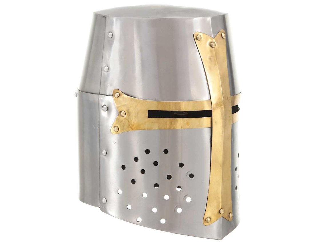 Vidaxl Capacete De Cavaleiro Medieval Réplica Larp Aço Prateado