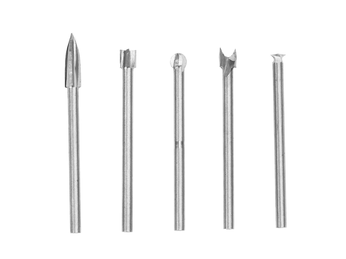 Brocas de gravação e corte em madeira YURU de 5 peças com tungstênio branco para escultura | S/MARCA