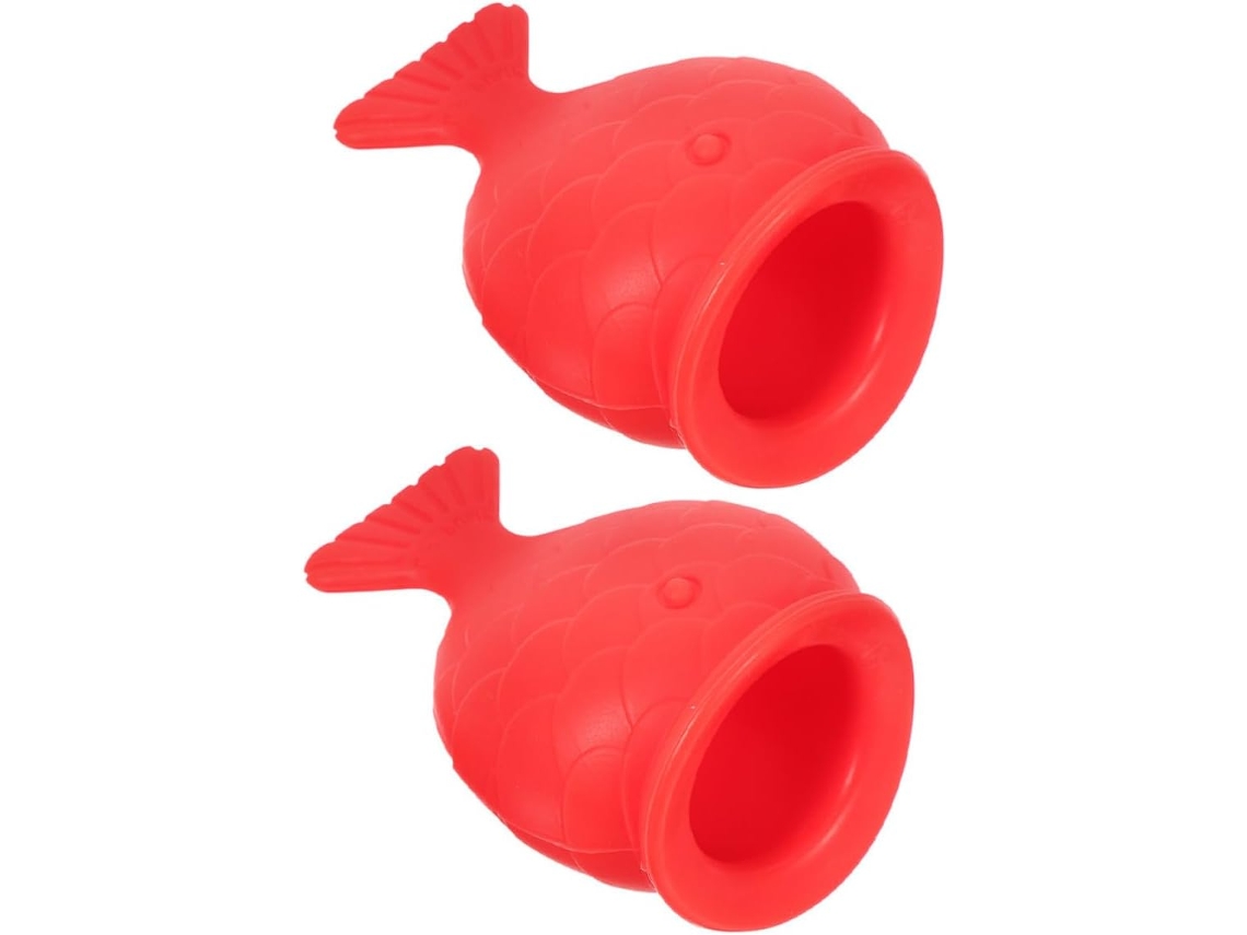 Aumentador Labial De Silicone Vermelho Para Mulheres, 2 Peças, Formato De Peixe