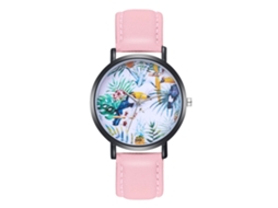 Relógio de Pulso Feminino de Quartzo com Cinto de Couro Pu Casual Rosa Clássico