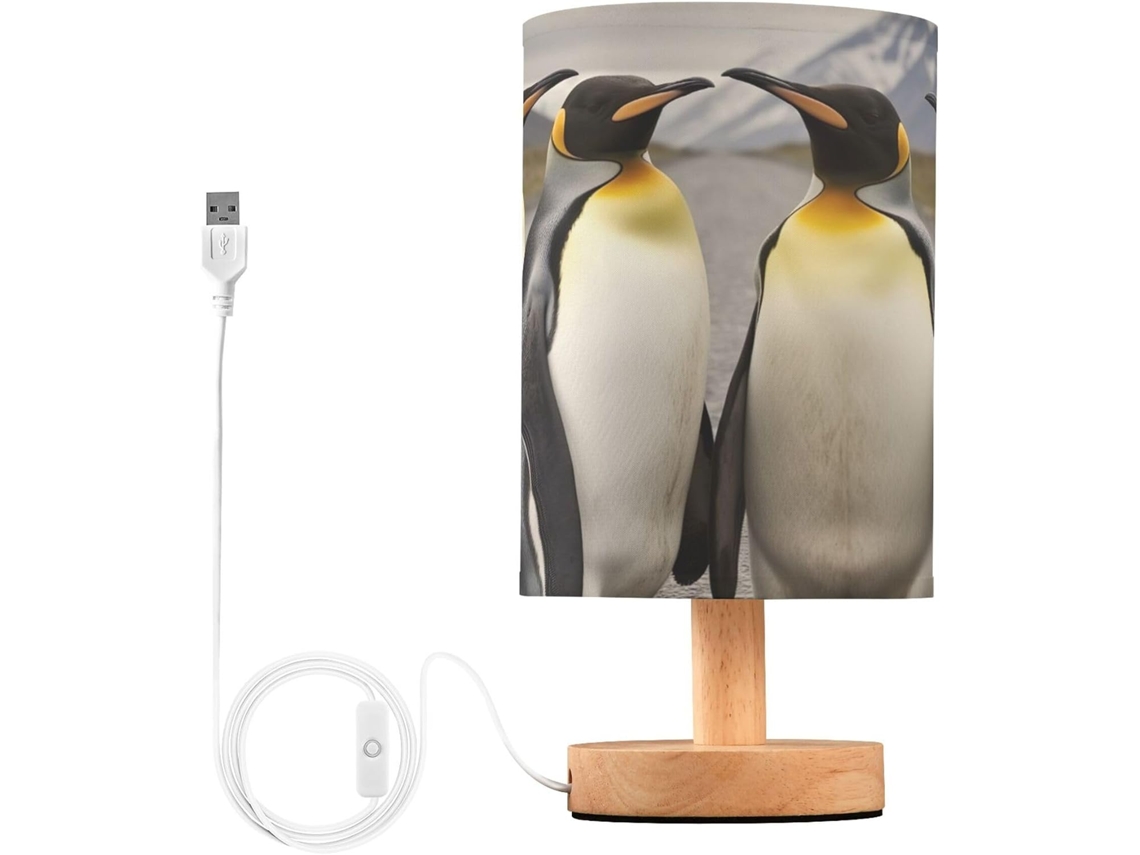 Abajur De Cabeceira King 4-penguin Para Quarto, Luminária De Cabeceira Led, Luminária De Leitura Com Cúpula Tecido, Base