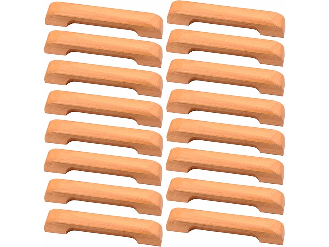 Conjunto De 16 Puxadores Madeira Maciça Para Gavetas, Móveis, Cômodas, Armários E Portas Distância Entre Furos 96mm