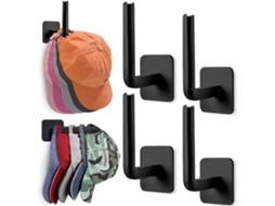 Conjunto De 4 Suportes Para Chapéus – Ganchos Parede – Para Chapéus, Cachecóis E Colares – 13,5 X 6,5 Cm – Abs – Preto