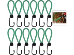 12 Ganchos de Expansão, Tensionadores Borracha Extensíveis, 18cm Comprimento, Elástico 6mm, para Faixas, Lonas, Tendas e Trampolins AQUAFORGE