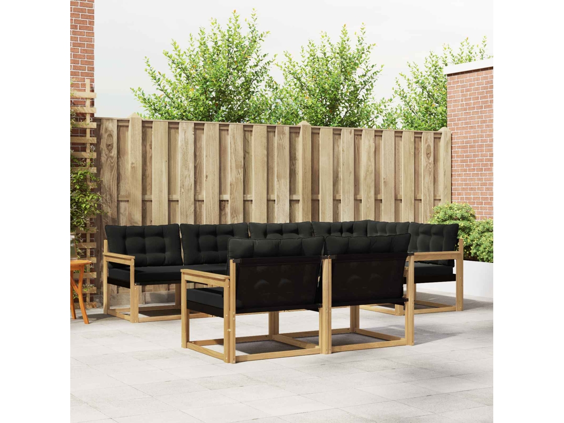 Vidaxl Conjunto De Sofás Para Exterior 7 Unid. Branco E Preto