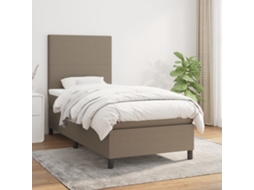 Vidaxl Cama Com Molas/colchão 100x200 Cm Tecido Cinza-acastanhado