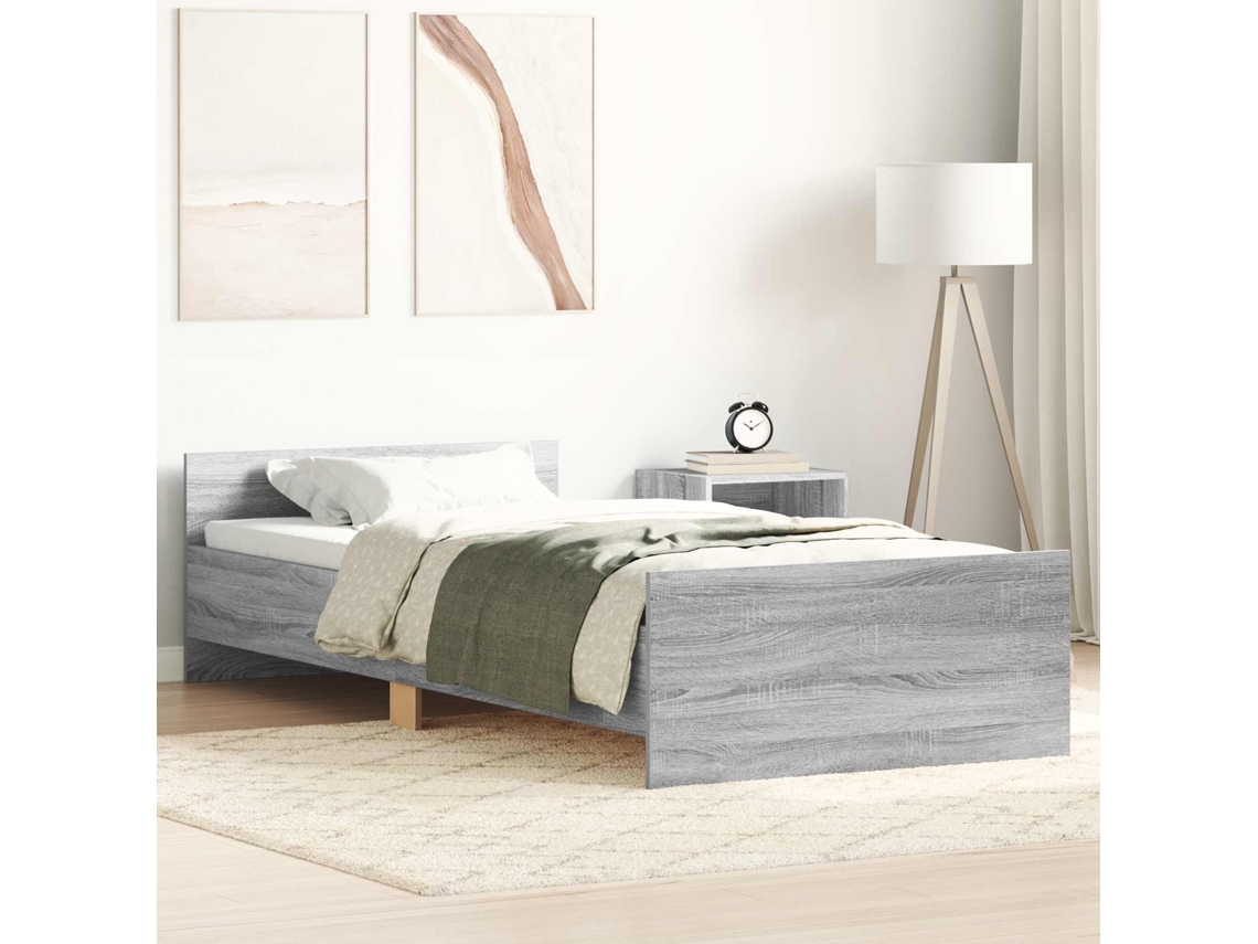 Vidaxl Estrutura Da Cama Sonoma Cinzento Derivados De Madeira