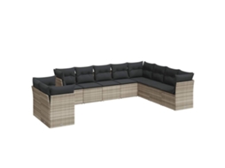 Conjunto de 10 Sofás de Jardim com Almofadões Vime Pe Cinzento Claro MAISON EXCLUSIVE (10 pcs)