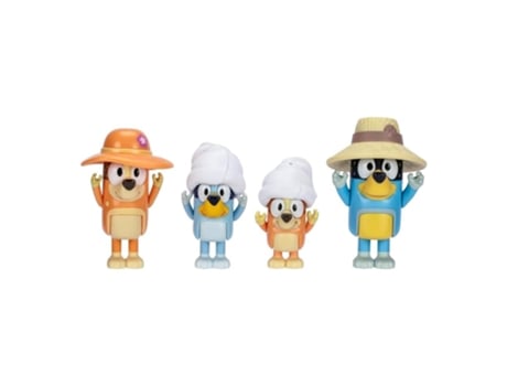 Pacote com 4 bonecos articulados de viagem da família Bluey, 6,3 cm, acessórios 17654 famosap25pn