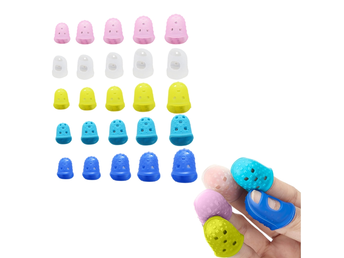 25Pcs Guitar Finger Covers Yellow Transparent Pink Sky Blue Royal Blue Body Correction And Protection