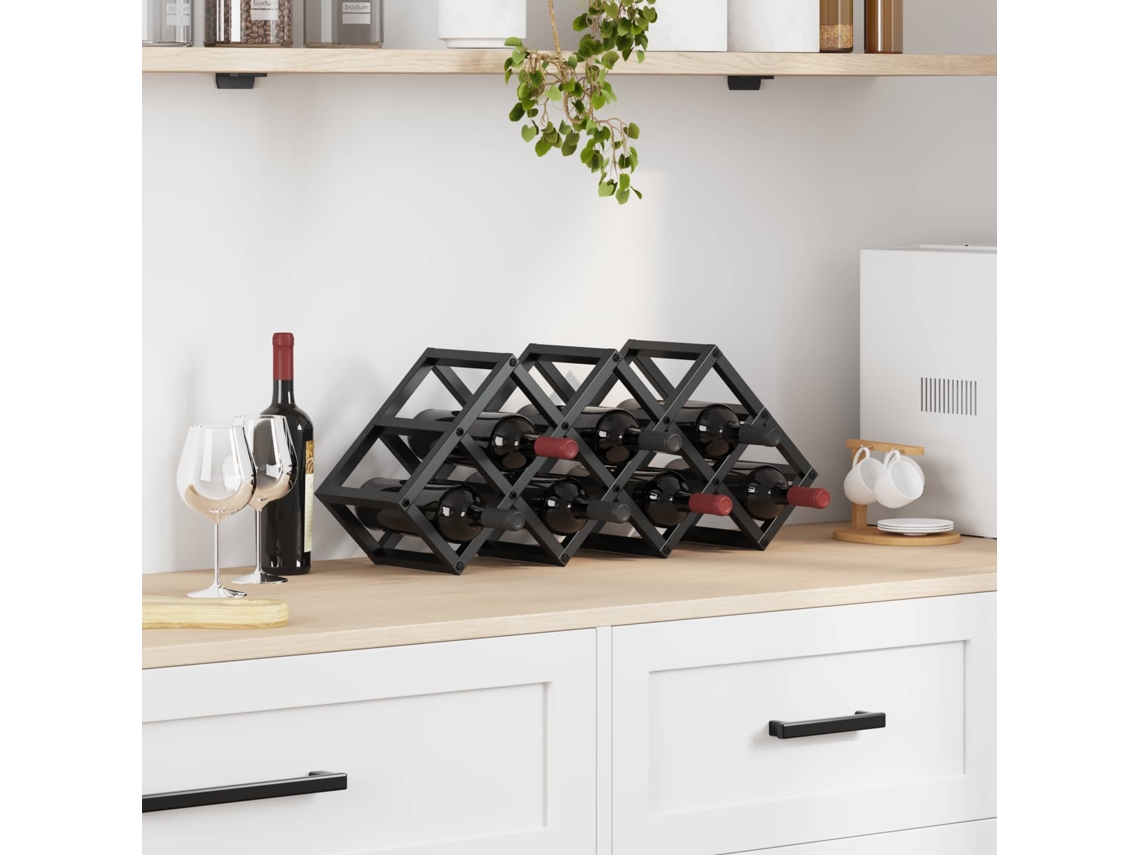 Vidaxl Escorredor De Vinho Carvalho Preto 63 X 16,5 X 25 Cm
