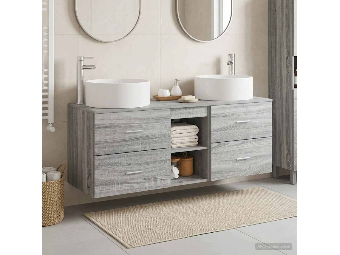 Vidaxl Conjunto De Móveis Para Banheiro 3 Unid. Sonoma Cinzento