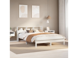 Cama Sem Colchão 160x200 Cm Madeira De Pinho Maciça Branco